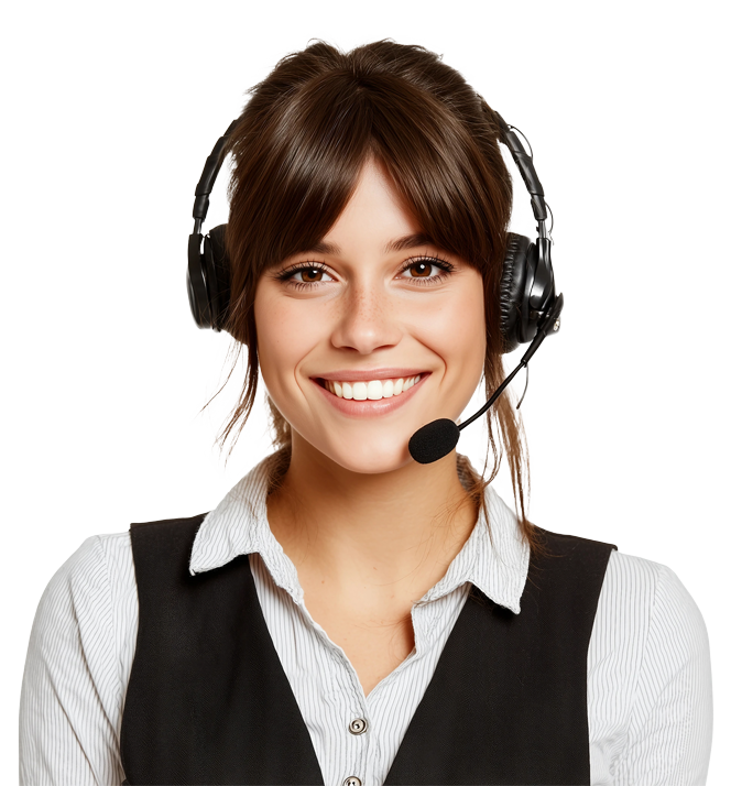 Customer support agent with headset