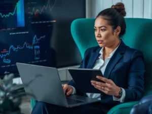 Business owner analyzing call tracking dashboards showing ROI and marketing performance.
