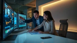 Team managing tasks using ClickUp AI workspace